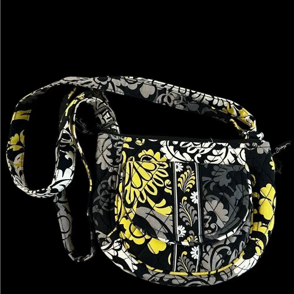 Vera Bradley Black and Yellow Floral Crossbody Bag: Baroque